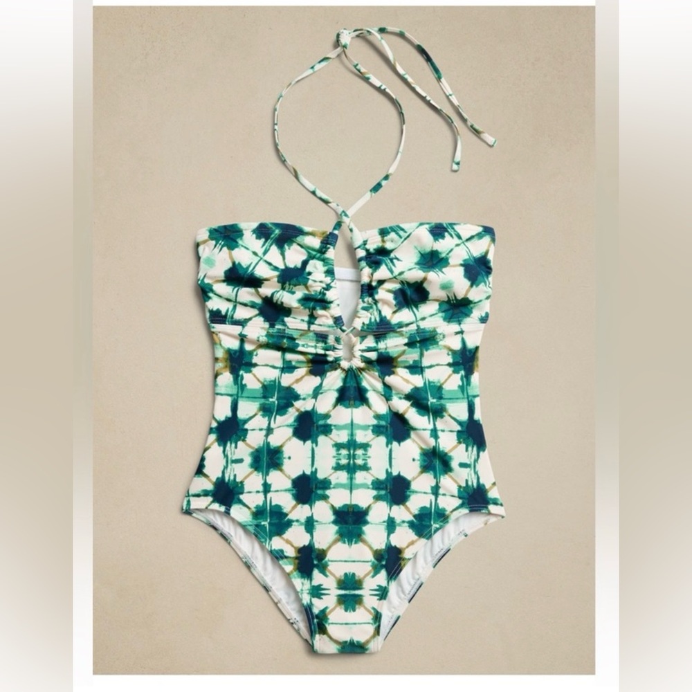 Banana Republic Double Keyhole Swimsuit- Green Escape